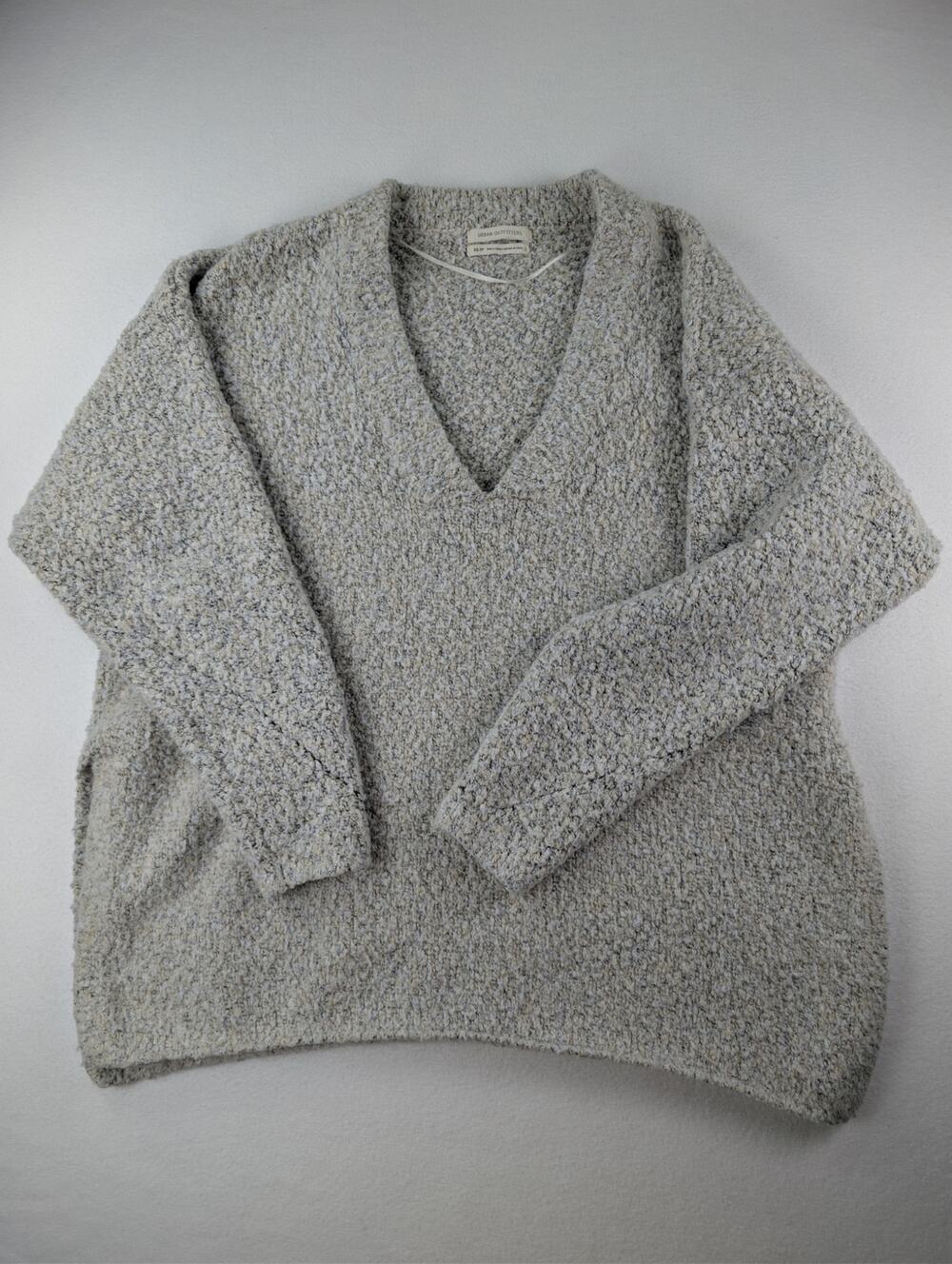 Urban Outfitters Gray Bouclé Oversized V-Neck Sweater XS/S